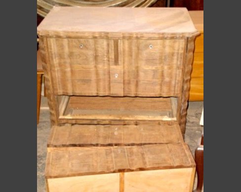 A Georgian music centre, in Walnut, that was damaged. Repaired, stripped and repolished. Georgian music centre